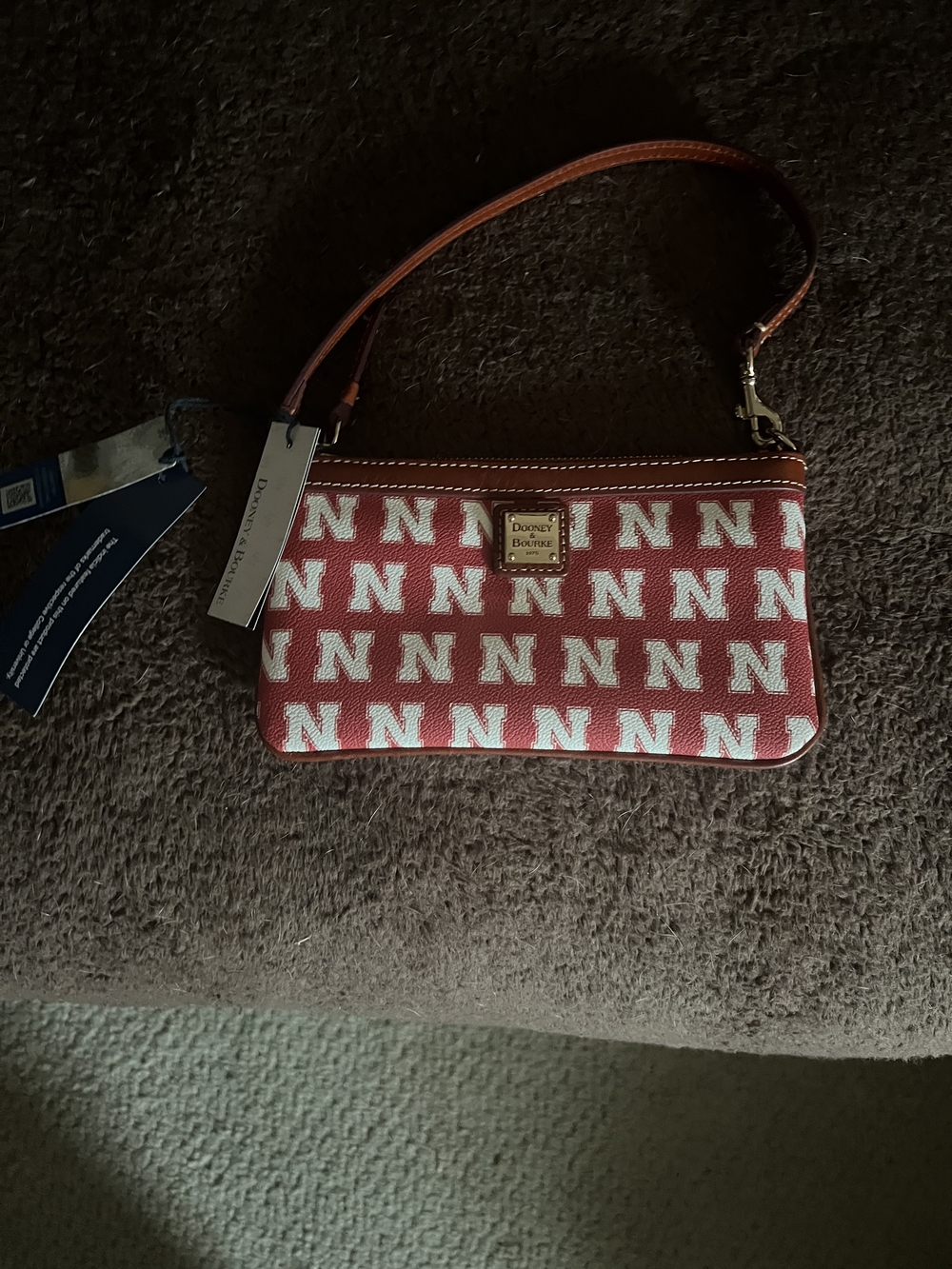 Dooney & Bourke Red and White 'N' Pattern Wristlet Nebraska Cornhuskers